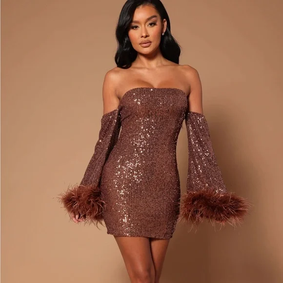 Fashion Nova Dresses Fashionnova Luxe Anita Brown Sequin